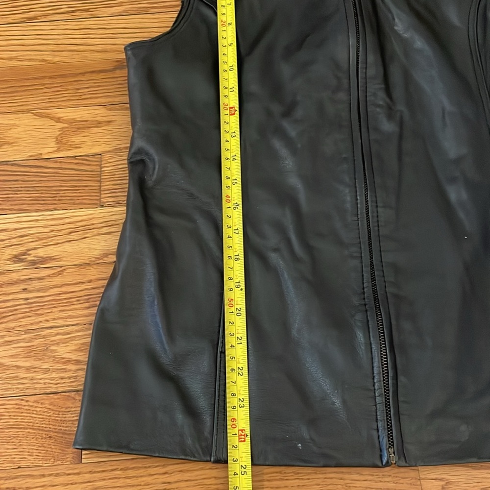 Artesanias En Ceuro Y Gamuza Mexican Leather Vest Black Full Zip‎ Fitted Small - Picture 9 of 12